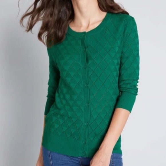 ModCloth Cardigan Womens XXS Green Button Up Minimalist Festive Casual Cozy - Picture 1 of 7